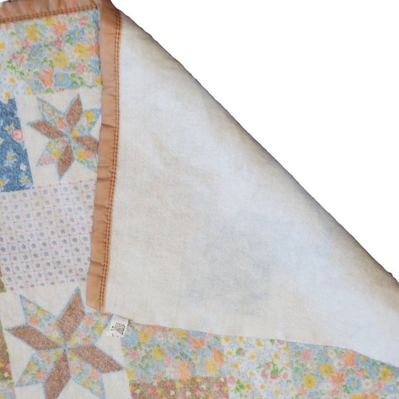 Vintage Beacon Patchwork Floral 8 Point Star Faux Quilt Thermal Blanket‎ 87x71 - Picture 4 of 9